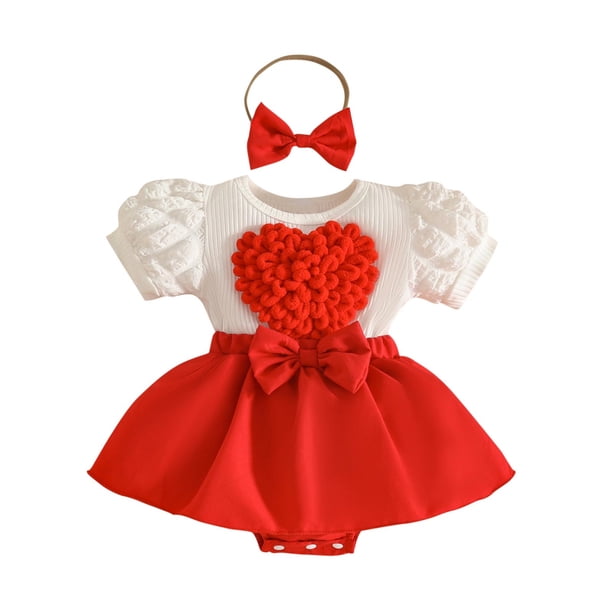 Vestido infantil de manga corta con cuello redondo y falda con lazo de color liso, cuello redondo y mangas, incluye pelo en la entrepierna, de poliéster.