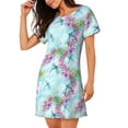 thumbnail image 2 of Easygdp Dragonfly Floral Camisón de manga corta para mujer, informal, estampado, 2 of 6