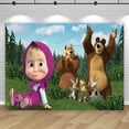 thumbnail image 3 of Fondo de fotografía para niña Masha y el oso, fondo para fotografía de fiesta de cumpleaños infantil, pancarta decorativa para baby shower, póster de vinilo, 3 of 5