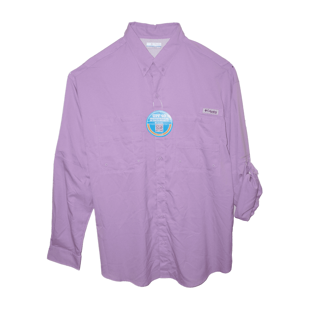 Columbia Mens Tamiami II Fishing Shirt Light Purple Palestine