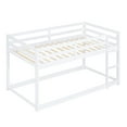 thumbnail image 4 of Euroco Twin over Twin Floor Bunk Beds with Ladder and Guardrail for Kids Teens, White, 4 of 12