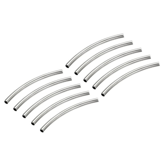 Uxcell 2mmx1.6mmx30mm Brass Curved Noodles Tube Beads Silver 50 Pack