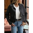 thumbnail image 6 of Women'S Casual Blazer Jacket Notched Lapel Single Breasted Faux Suede Leather Suit Jacket Black L, 6 of 8