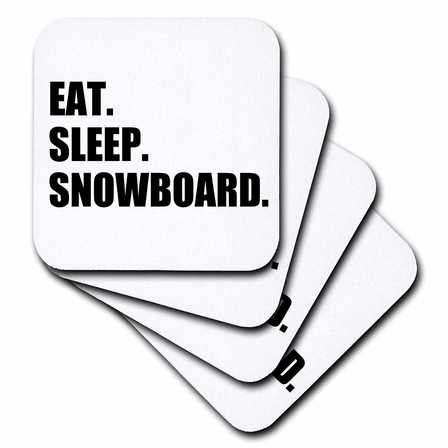 3dRose Eat Sleep Snowboard snowboarding enthusiast fun snowboarder sport, Soft Coasters, set of 4 by 3dRose