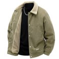 thumbnail image 3 of gbyLJF Men's Corduroy Jacket Winter Fleece Lapel Motorcycle Coat Vintage Bomber Jackets Fleece Lined Coat Thicken Warm Coat with Pockets, 3 of 5