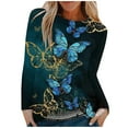 thumbnail image 1 of Tops de Mujer Camisas de Manga Larga Moda de Otoño Blusa de Camiseta Informal Con Estampado de Cuello Redondo Odeerbi ODB149178, 1 of 5
