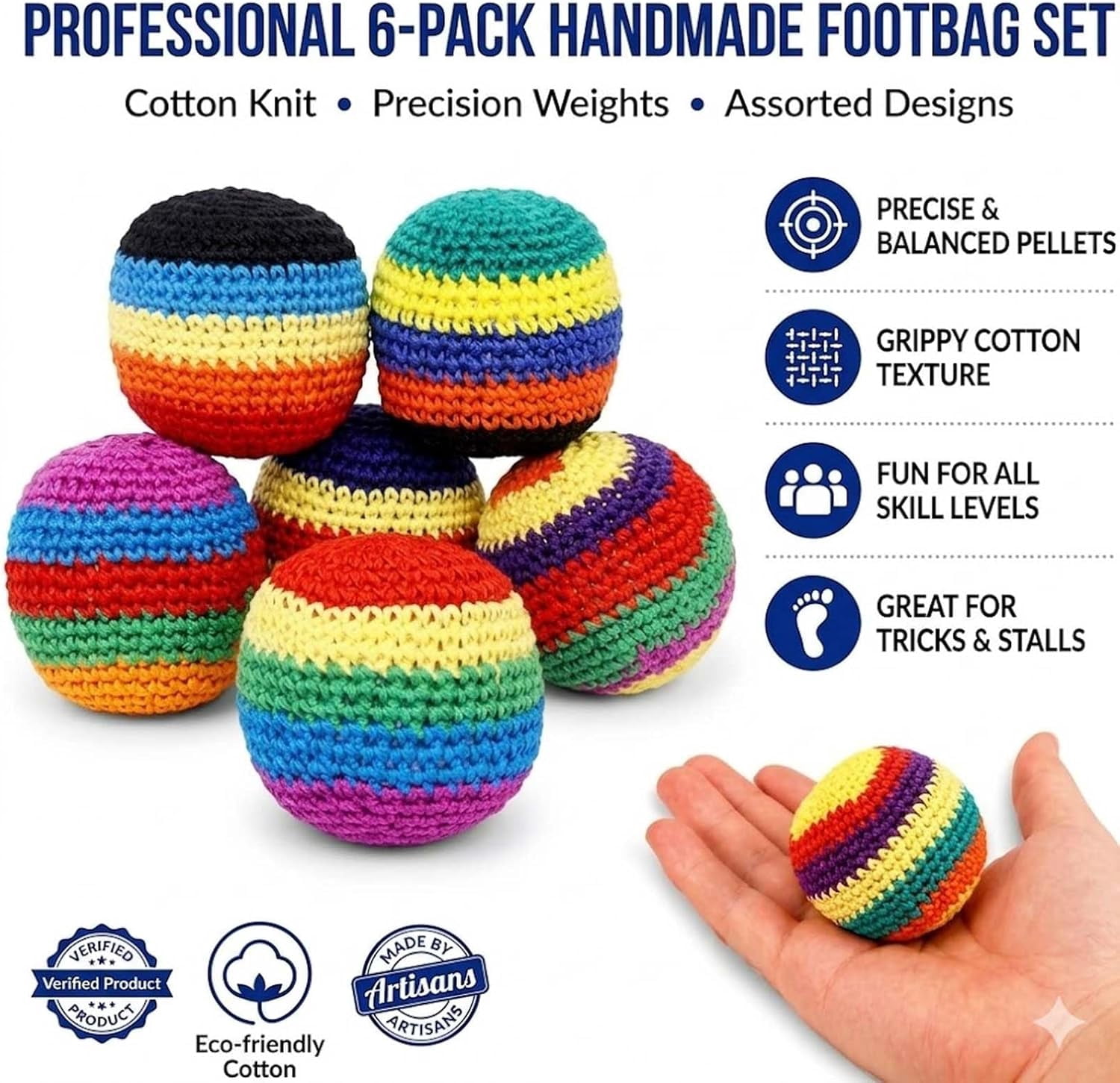 Footbags Sacks, 2026 Novelty Hand-Made Knitted Foot Bag Sack, Fun Crochet Footbag for Adults Outdoor Game