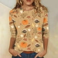 thumbnail image 2 of 2024 Halloween Shirts for Women Casual Pumpkin Graphic Tees Trendy 3/4 Sleeve Tops Workout Fall Crewneck Tunic Blouse, 2 of 5