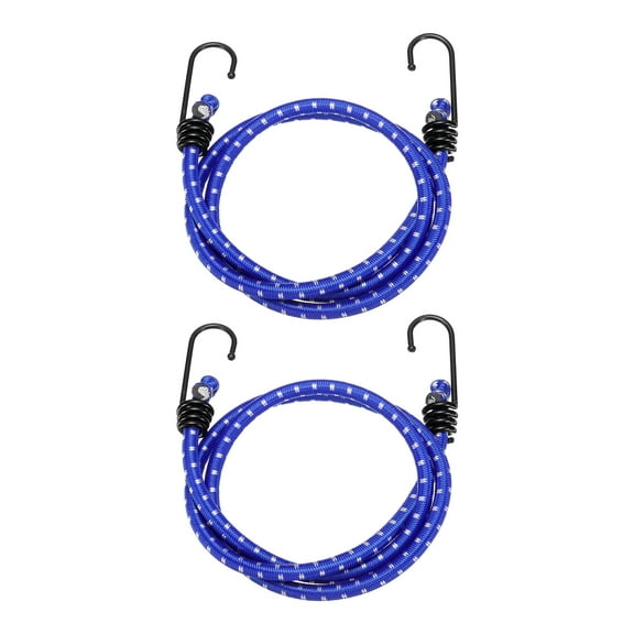 Uxcell 2Pcs Bungee Cord with Hooks 40" Rubber Bungee Cords for Outdoor Camping Straps, Blue