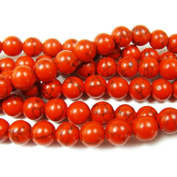 6mm 15.5 Inches Red Howlite Round With Matrix Genuine Gemstone Natural Jewelry Making