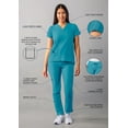 thumbnail image 3 of Adar Addition Go-Basic Scrub Set For Women - Slim V-Neck Scrub Top & Skinny Cargo Scrub Pants - A9200 - Teal Blue - 2X, 3 of 7
