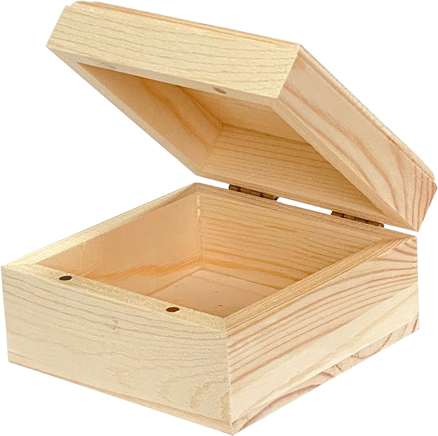 4 Pack Unfinished Wooden Boxes with Hinged Lids,Bexikou Wood Storage Boxes to Paint,Small Craft Unpainted Box for DIY Craft Home Storage Art Project