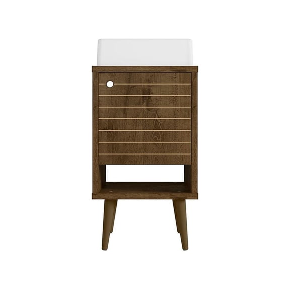 Manhattan Comfort Liberty 17.71 Bathroom Vanity with Sink and Shelf in Rustic Brown