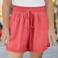 thumbnail image 2 of Juniors Shorts Girls Shorts Summer Solid Color Casual Ribbon Pocket Shorts Elastic Waist Drawstring Sports Wide Leg Shorts for Kids 3-13 Years, 2 of 8