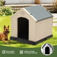 thumbnail image 4 of Uforic Large Waterproof Plastic Dog House with Air Vents and Elevated Floor, Outdoor Indoor Doghouse Puppy Shelter,Gray+Brown,41''Lx 38''Wx 39''H, 4 of 9