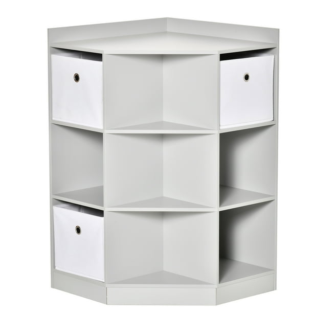 9Cubby Kids Corner Toy Storage Shelf Bookcase w/ Fabric Bins