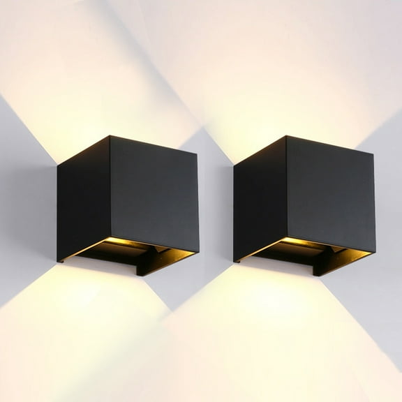 C Cattleya 2-Light Black Aluminum Cube LED Wall Light with Adjustable Light