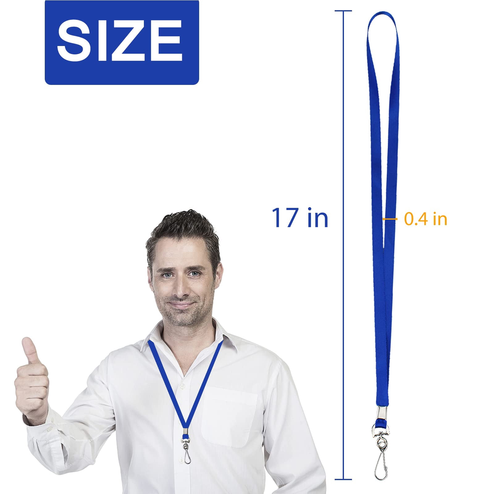 Blue Lanyards Bulk 50 Packs For Id Badges With Swivel Hook Clips Name Tag Lanyard Holder