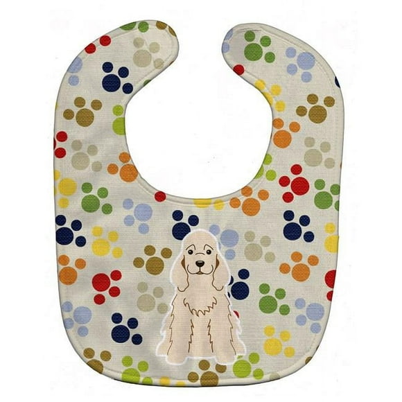 Carolines Treasures BB5923BIB Pawprints Cocker Spaniel Buff Baby Bib