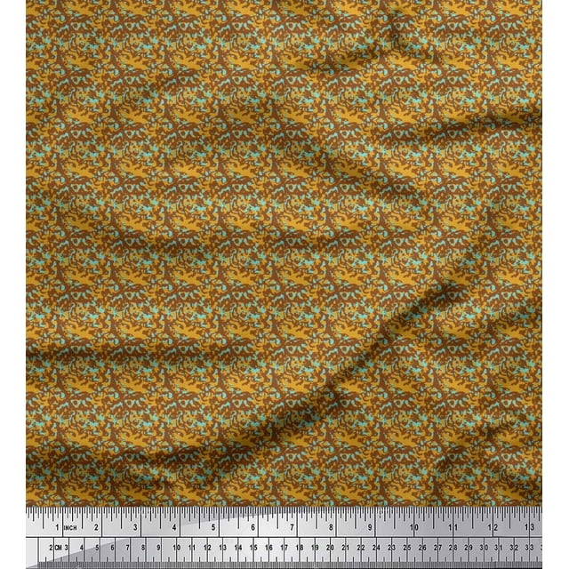 Soimoi Poly Georgette Fabric Two Tone Camouflage Decor Fabric Printed Yard 52 Inch Wide
