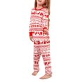 thumbnail image 2 of Yuaguia Family Matching Christmas Pajamas, Nordic Reindeer Snowflake Fair Isle Print Long Sleeve Top and Red White Holiday Pattern Lounge Pants Sleepwear Set, Kids 5 Years, 2 of 9