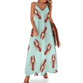 thumbnail image 1 of Vestido sin mangas con estampado de langosta sobre fondo menta, vestidos sueltos elegantes para mujer, tendencia de ropa para mujer 2024, 1 of 7