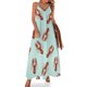thumbnail image 1 of Vestido sin mangas con estampado de langosta sobre fondo menta, vestidos sueltos elegantes para mujer, tendencia de ropa para mujer 2024, 1 of 7