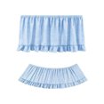 thumbnail image 2 of Teacher Desk Skirts，6 ft x 30 Inch Ruffled Table Skirt Decor Supplies for Classroom Teacher Office Desk Decor, Farmhouse Home Kitchen Party Blue, 2 of 9