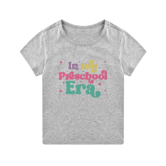 LNMQLPDBS Baby Clothes Unisex Toddler Boy Girl Summer Clothes First Day of School Shirt In My Pre School Era Tshirts Short Sleeve Crewneck Casual Tops for Kids Grey 2-3 Years
