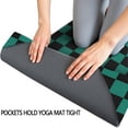 thumbnail image 3 of Teal and Black Checkerboard Pattern Hot Yoga Mat Towel Non Slip for Hot Yoga - Quick-Drying Yoga Mat Cover with 4 Corner Pockets with Travel Bag - Hot Yoga Towel Non Slip 70"x26", 3 of 6