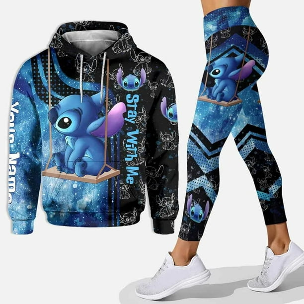 New Disney Stitch 3D Hoodie Women's Hoodie Leggings Suit Stitch Yoga Pants  Sweatpants Fashion Sports Suit Disney Women Yoga Suit