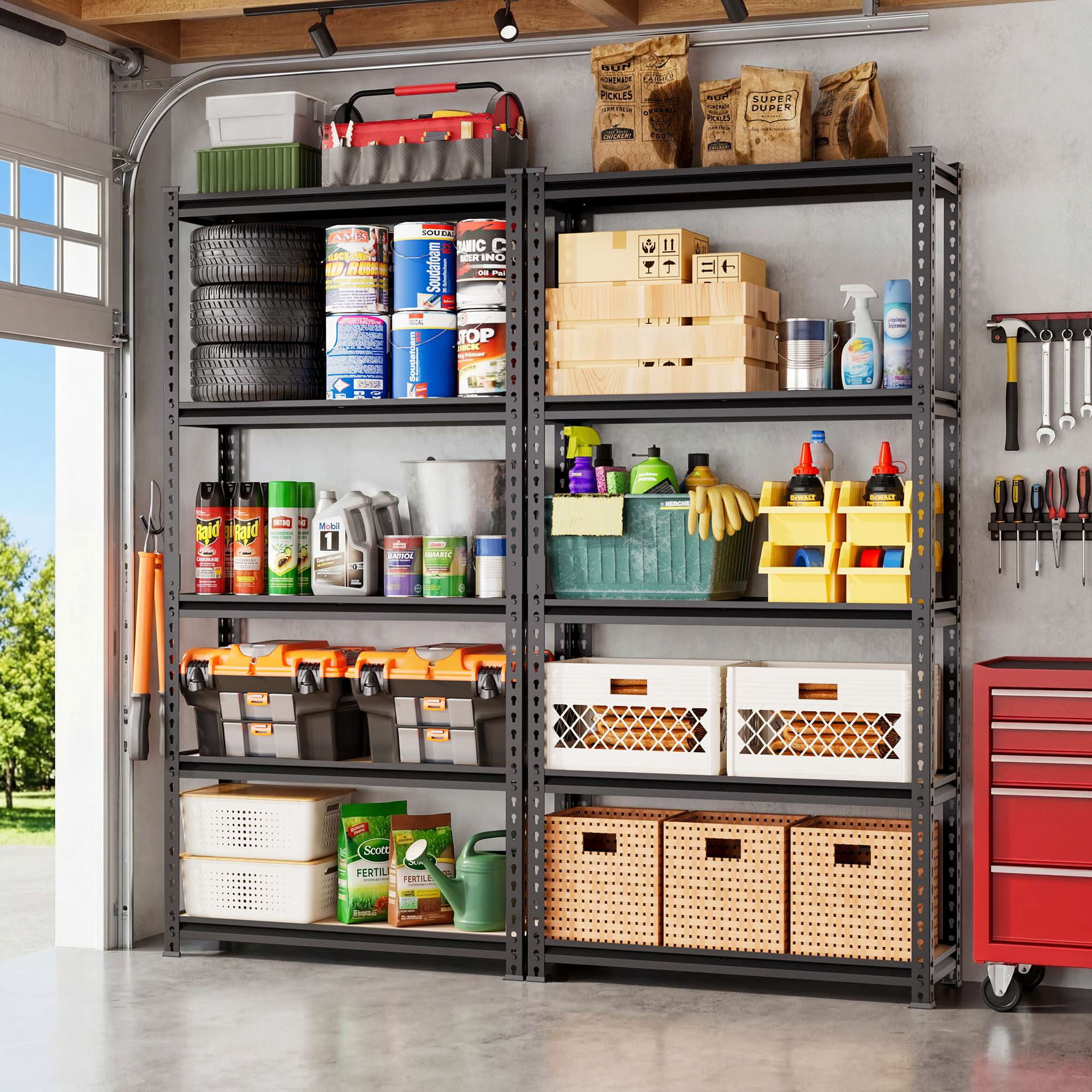 DYNALOAD 2000 lb Heavy Duty Garage Shelving Unit, 5-Tier Adjustable Metal Storage Shelves, 36" W x 12" D x 72" H