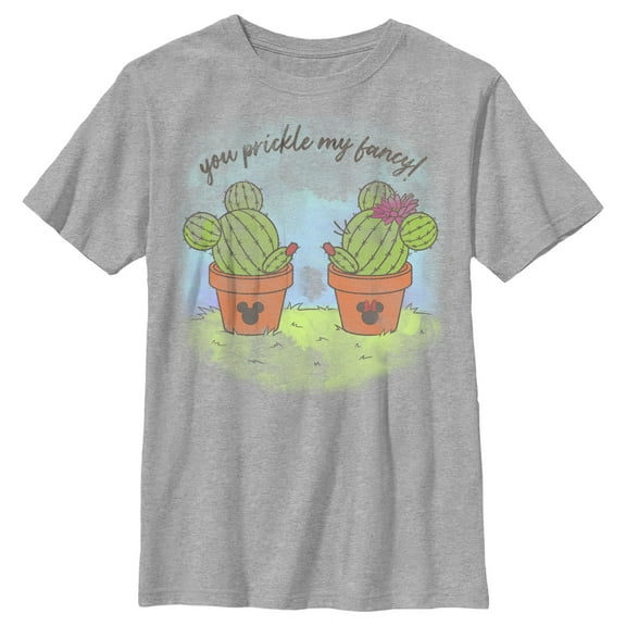 Boy's Mickey & Friends Mickey and Minne You Prickle My Fancy Cactus Silhouettes  Graphic Tee Athletic Heather Small