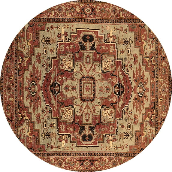 Ahgly Company Indoor Round Oriental Brown Industrial Area Rugs, 6' Round