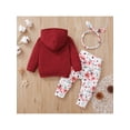 thumbnail image 3 of Infant Baby Girls 3 Pieces Outfits, Long Sleeve Big Pockets Hoodies + Floral Print Long Pants + Headband Set, 3 of 9