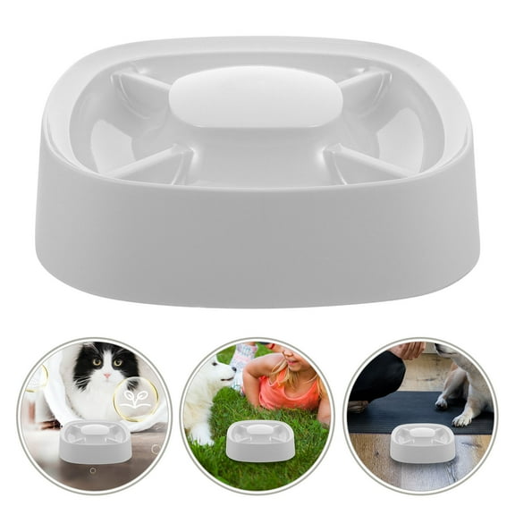 Supvox Home Use Light Grey Plastic Slow Feeder Bowl with Divided Sections for Dogs and Cats