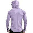 thumbnail image 5 of Inglocry UPF 50+ Sun Protection Hoodie Men with Mask Quick Dry Long Sleeve Fishing Hiking Shirts UV Rash Guard Lightweight Light Purple L, 5 of 9