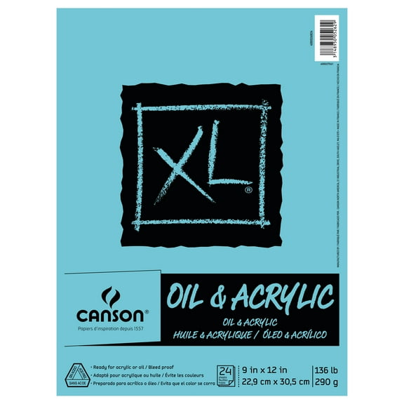 Canson XL Acrylic Paint Pad, 9" x 12" Painting Paper Fold Over Sketchbook, 24 Sheets