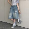 thumbnail image 4 of Shorts for Girls Girls Denim Shorts Summer Casual Mid Length Lightweight Breathable Soft Blue 5-6 Years, 4 of 7