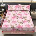 thumbnail image 4 of Jeiento Pink Deer Bow Print Bedding Set, 2 Soft Pillow Shams with Deep Pocket Bottom Sheet, Breathable Cute Wildlife Pattern Bed Cover for Bedroom Guest Room Kids Room, King Size, 4 of 7