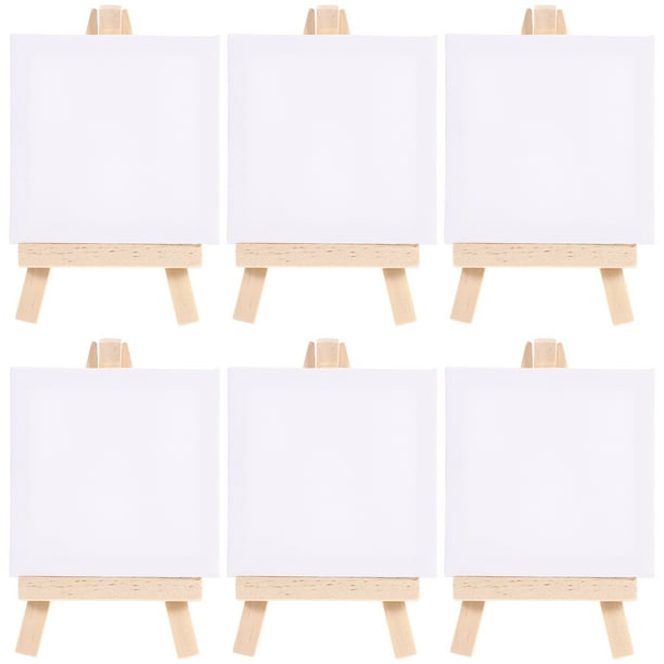 6 juegos de mini lienzos estirados para artistas, tableros de madera para pintar al óleo (blancos)