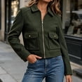 thumbnail image 4 of Mifsaly Womens Cropped Bomber Jackets Zip Up Collared Fall Coat Slim Fit Trendy 2026 Daily Casual Going Out Work Office Lounge Outfits with Pockets Green,L, 4 of 7