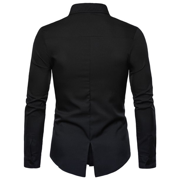 Camisas de blusa superior casual de gran tamaño con botones sólidos de manga larga para hombres de moda Pompotops oipoqjl28929