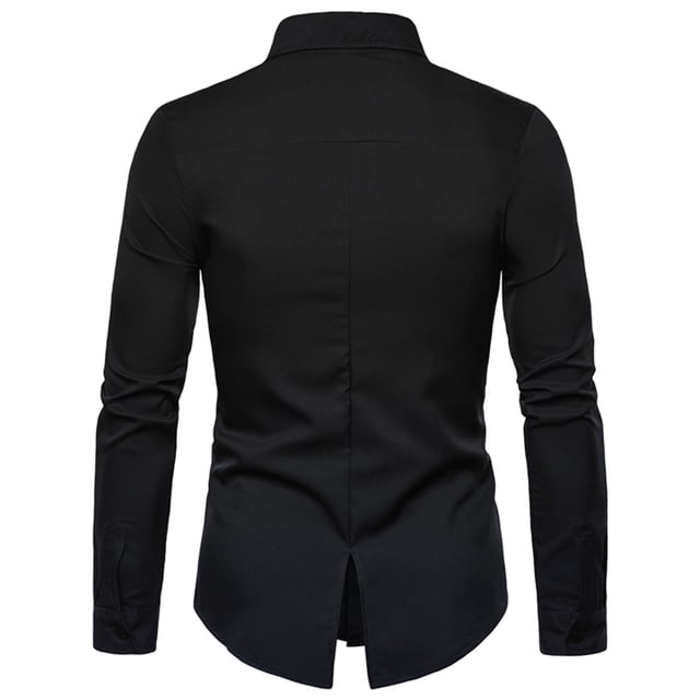 Camisas de blusa superior casual de gran tamaño con botones sólidos de manga larga para hombres de moda Pompotops oipoqjl28930