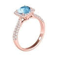 thumbnail image 4 of Mauli Jewels Rings for Women 0.95 Carat Diamond And Cushion Cut Blue Topaz Ring 4-prong 10K Rose Gold, 4 of 7