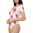 thumbnail image 2 of Haiem Strawberry Women's Crew Neck Short Sleeve Bodysuit Tops Stretchy Slim Basic-Medium, 2 of 9