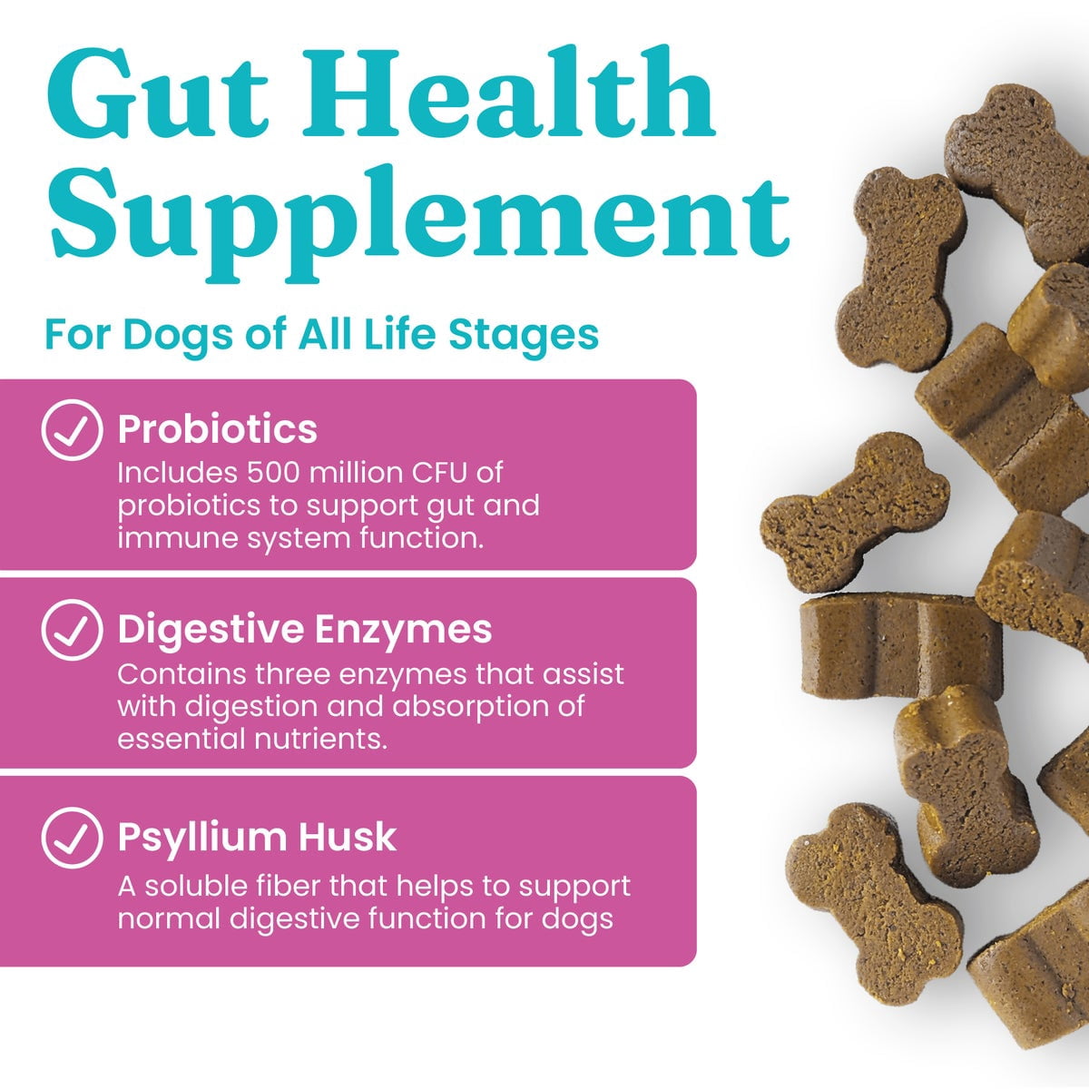 Solid Gold Mellow Belly Gut Health Supplement for Dogs, Bacon Flavor 120 ct