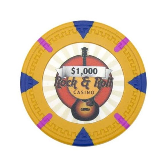 Brybelly BRY001424U 13.5 g Rock & Roll Clay Composite Poker Chips - 5 Dollar - Pack of 25