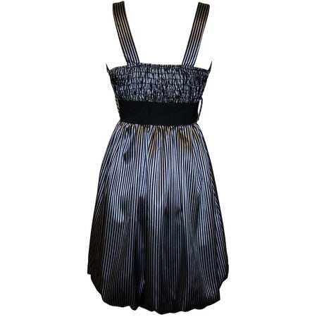 PacificPlex - Pinstriped Satin Belted Bubble Dress Plus Size, Small ...