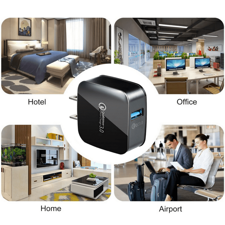 Xihaiying QC3.0 USB Fast Charging Adapter, 18W Quick Charge Wall Charger  Adapter Fast Charging Block Compatible Wireless Charger QC 3.0 Black